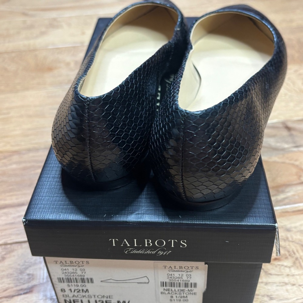 Talbots Nelli Flats Women 8.5 Blackstone Black Snakeskin Pointed Toe NELLI3E-M - Picture 11 of 13